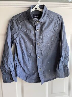 Place blue lightening button down shirt 4T